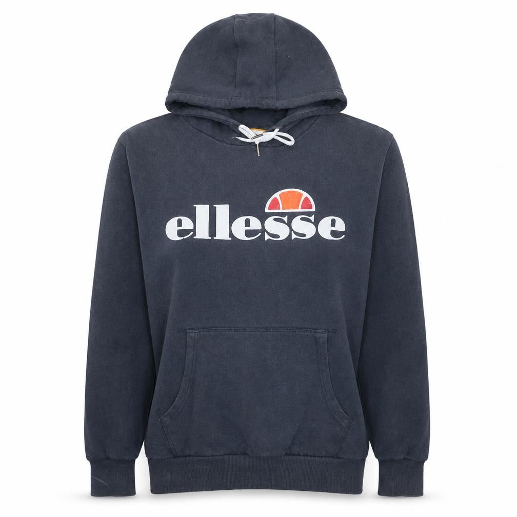 Front view of Ellesse women’s navy blue hoodie uk 12 pullover hooded sweatshirt