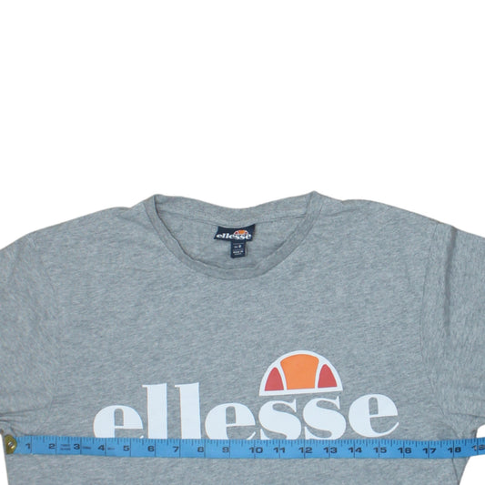 Ellesse Womens Grey Logo Basic T-Shirt UK 8 Short Sleeve Cotton