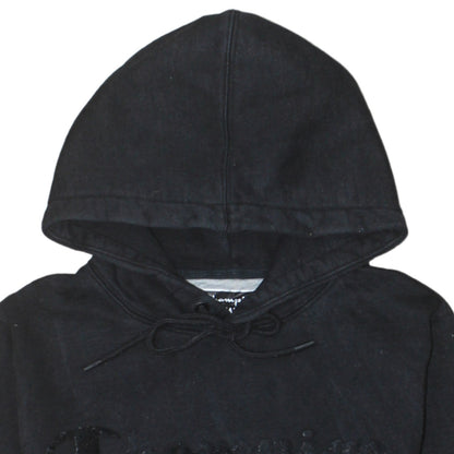 Champion Men Black Pullover Hoodie Medium Logo Fleece Sweatshirt