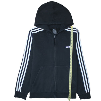 Adidas Womens Black XL Full Zip Hoodie Sweatshirt with 3 Stripes