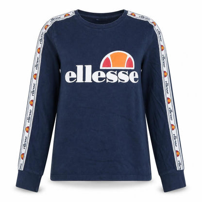 Ellesse Womens Navy Blue Logo Pullover Sweatshirt UK 10 Cotton Long Sleeve