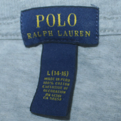 Ralph Lauren Boys Grey Polo T-Shirt Size 14-16 Years Short Sleeve Cotton