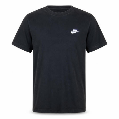 Front view of Nike Men's Black Small Logo Crew Neck Cotton T-Shirt