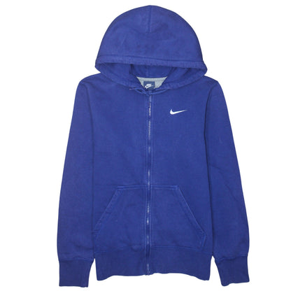 Nike Women Blue Full Zip Hoodie Small Cotton Blend Sportswear