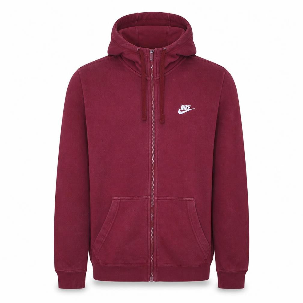 Front view of Nike Men's Red Full Zip Hoodie, size S, Regular Fit