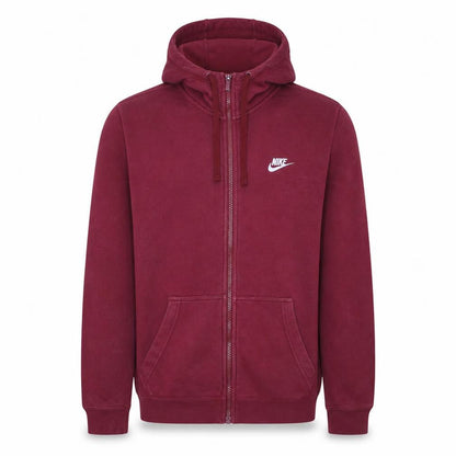 Front view of Nike Men's Red Full Zip Hoodie, size S, Regular Fit