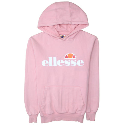 Ellesse Womens Pink Pullover Hoodie UK 10 Graphic Logo Sweatshirt