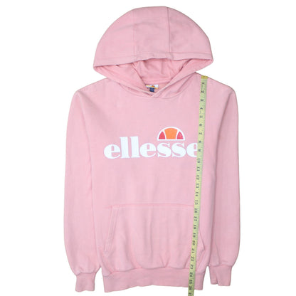 Ellesse Womens Pink Pullover Hoodie UK 10 Graphic Logo Sweatshirt