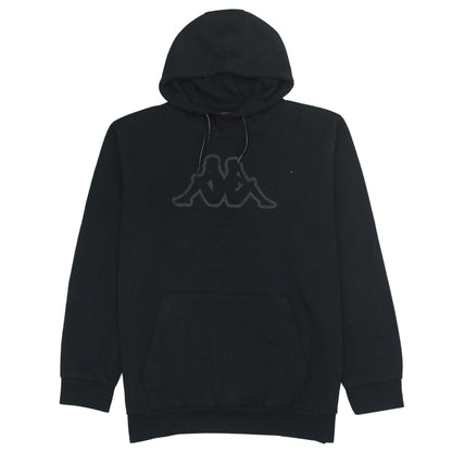 Kappa Mens Black Pullover Hoodie 2XL Logo Fleece Sweatshirt