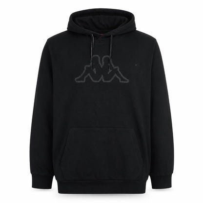 Kappa Mens Black Pullover Hoodie 2XL Logo Fleece Sweatshirt