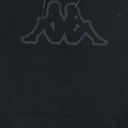 Kappa Mens Black Pullover Hoodie 2XL Logo Fleece Sweatshirt