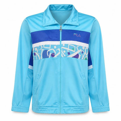 Fila Womens Blue Retro 80s Track Jacket Size L Full Zip Polyester