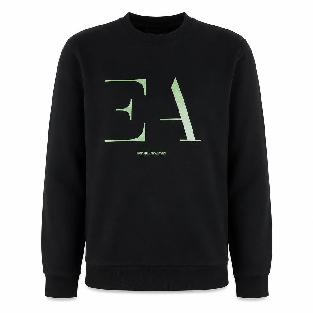 Front view of Emporio Armani Men's Black Logo Pullover Sweatshirt, size S