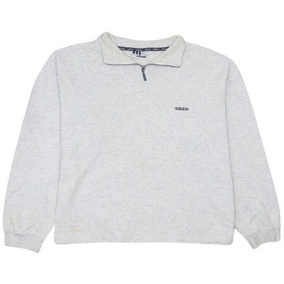 Adidas Men’s Grey 1/4 Zip Sweatshirt Size M Vintage Logo Jumper