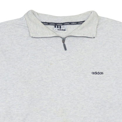 Adidas Men’s Grey 1/4 Zip Sweatshirt Size M Vintage Logo Jumper
