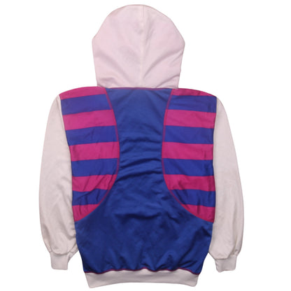 Adidas Girls Blue Pink Striped Hooded Sweatshirt Size 12 Full Zip