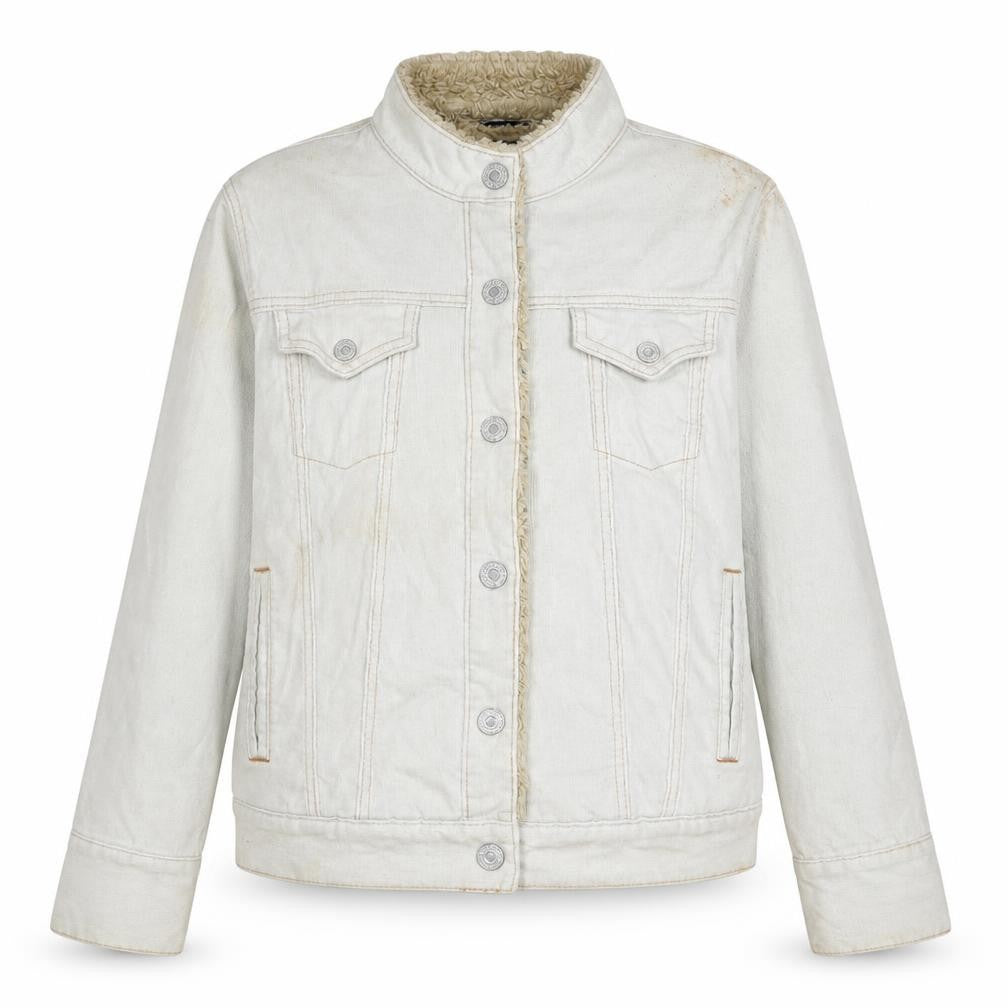 GAP Women Ivory Faux Fur Lined Cotton Corduroy Jacket L