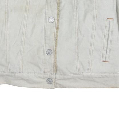 GAP Women Ivory Faux Fur Lined Cotton Corduroy Jacket L