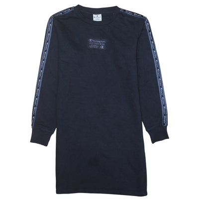 Champion Girls Black Long Sleeve T-Shirt Dress Size 11-12 Years Logo Trim
