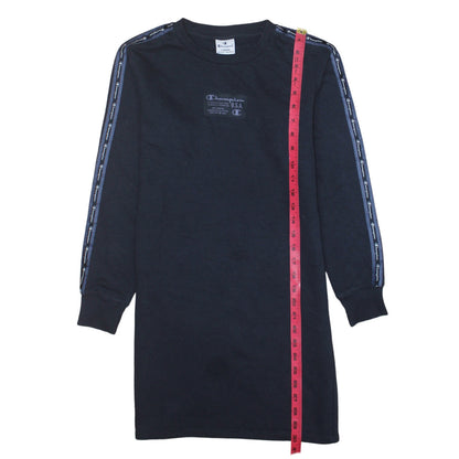 Champion Girls Black Long Sleeve T-Shirt Dress Size 11-12 Years Logo Trim