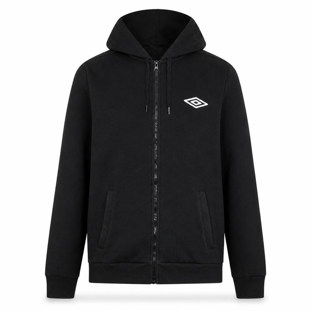 Front view of Umbro Men's Black Full Zip Hoodie XL Sports Fleece Jacket