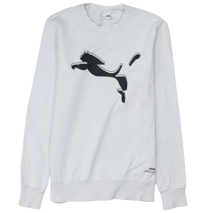 Puma Men’s White Small Pullover Sweatshirt Crew Neck Graphic