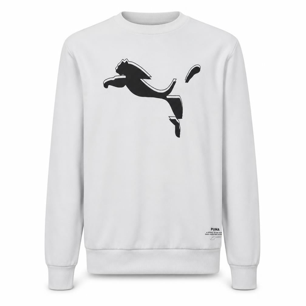 Puma Men’s White Small Pullover Sweatshirt Crew Neck Graphic
