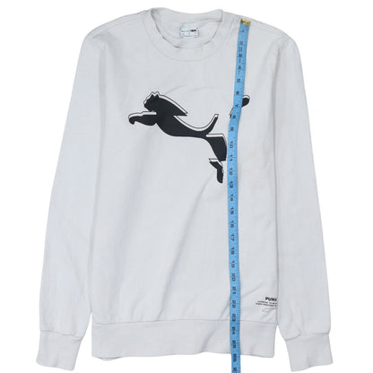Puma Men’s White Small Pullover Sweatshirt Crew Neck Graphic