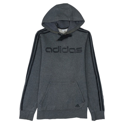 Adidas Men's Grey Pullover Hoodie Small Logo Fleece Sweatshirt