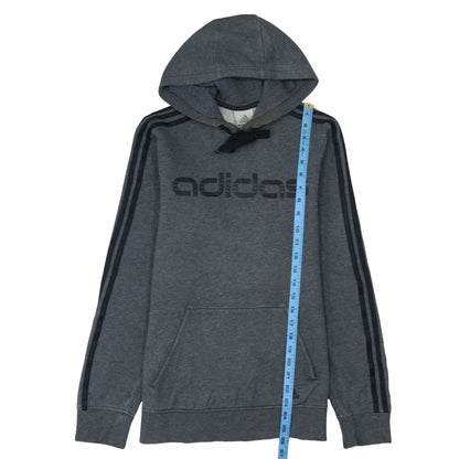 Adidas Men's Grey Pullover Hoodie Small Logo Fleece Sweatshirt
