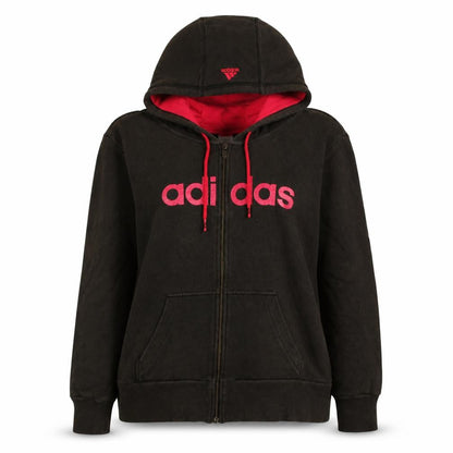 Adidas Women's Black Full Zip Hoodie Large Logo Sweatshirt