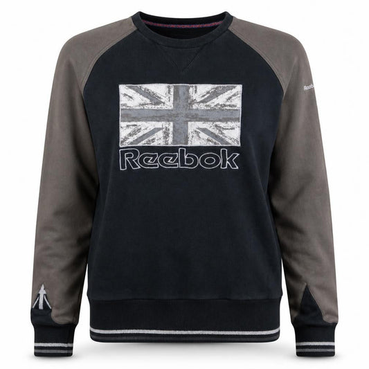 Front view of Reebok Classic Women's Black & Grey Crew Neck Sweatshirt, size M
