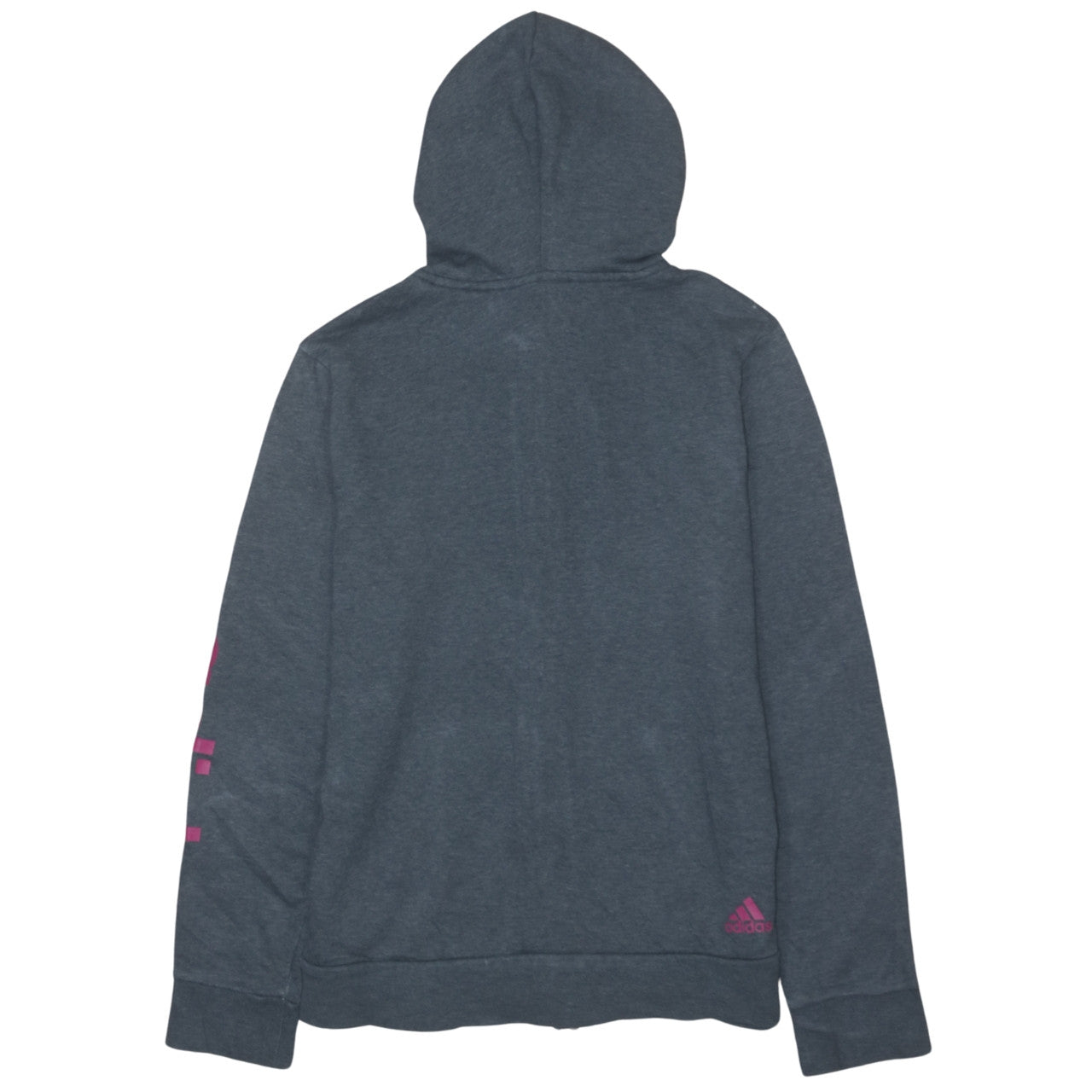 Adidas Women's Grey Full Zip Hoodie Size M 12-14 with Pink Logo