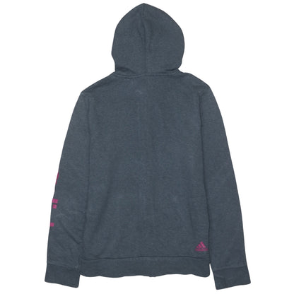 Adidas Women's Grey Full Zip Hoodie Size M 12-14 with Pink Logo