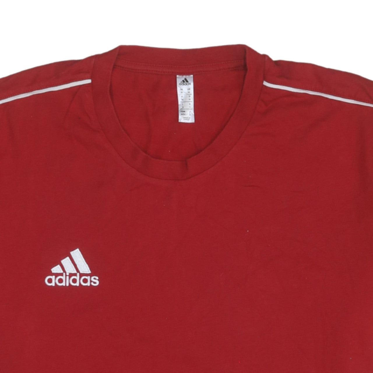 Adidas Men's Red Crew Neck Short Sleeve Classic Cotton T-Shirt - Size M