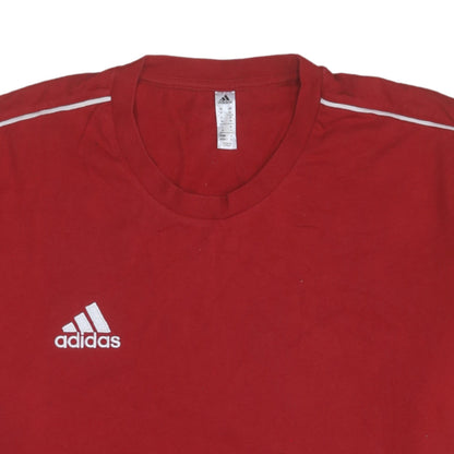 Adidas Men's Red Crew Neck Short Sleeve Classic Cotton T-Shirt - Size M