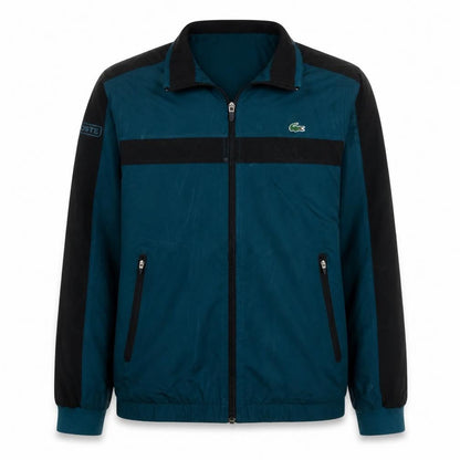 Front view of Lacoste boys’ blue track jacket, size 16, years full zip sportswear