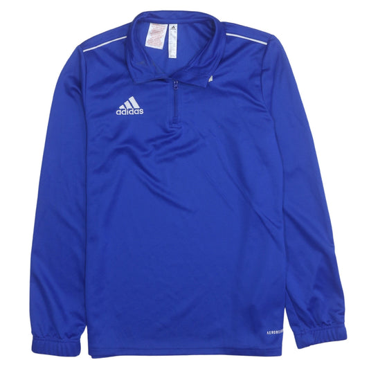 Adidas Boys Blue 13-14 Years 1/4 Zip Henley Sweatshirt Top