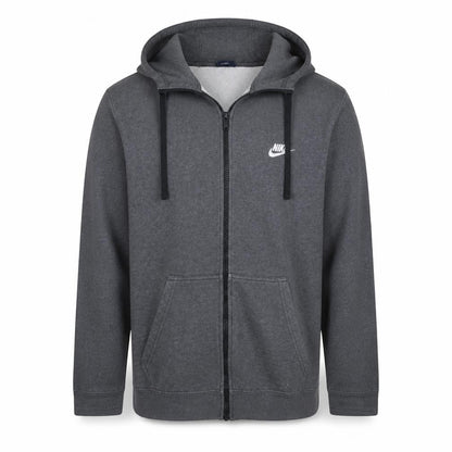 Nike Mens Grey Full Zip Hoodie L Fleece Sweatshirt