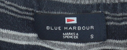 Marks and Spencer Blue Harbour Men's Grey Cotton V-Neck Jumper Size S