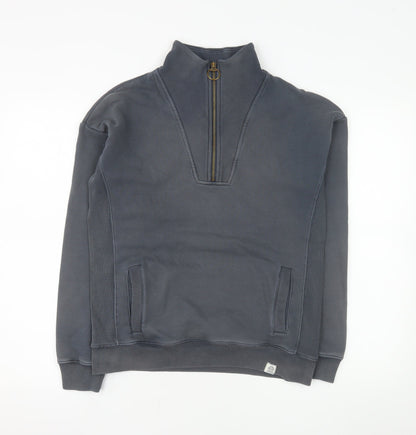 Fat Face Men's Grey 1/2 Zip Sweatshirt S Regular Fit Cotton Blend