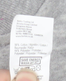 Burton Menswear London Men's Grey XL Bomber Jacket Full Zip Cotton Blend