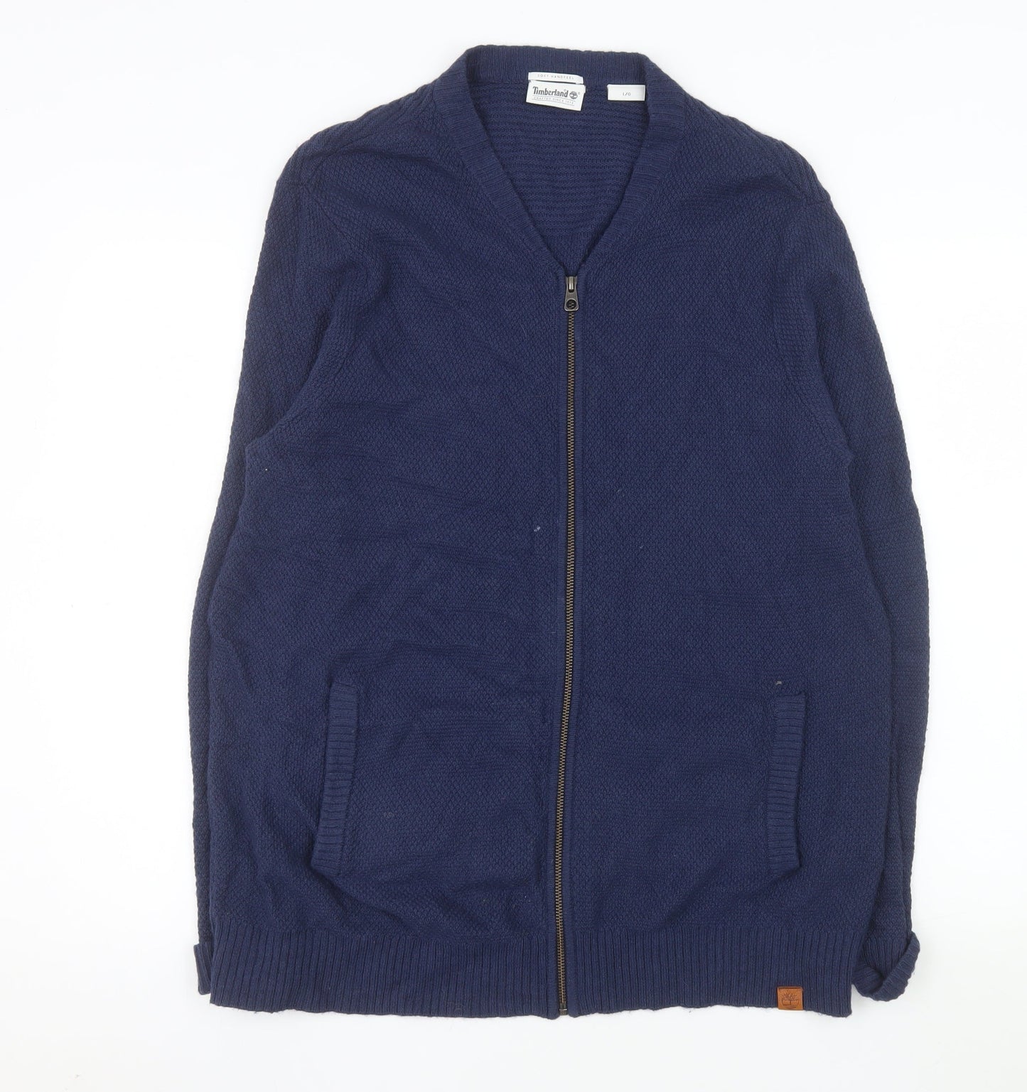 Timberland Men's Navy Full Zip Knit Jacket L Wool Cashmere Blend