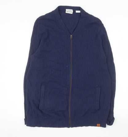Timberland Men's Navy Full Zip Knit Jacket L Wool Cashmere Blend