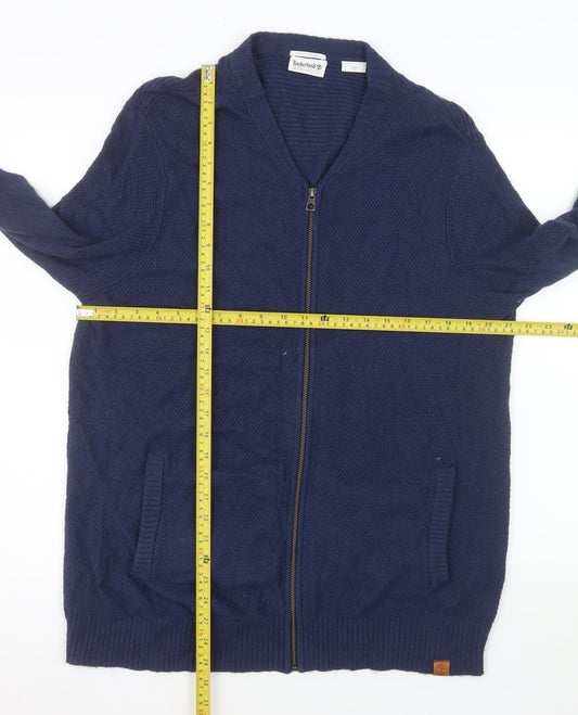 Timberland Men's Navy Full Zip Knit Jacket L Wool Cashmere Blend