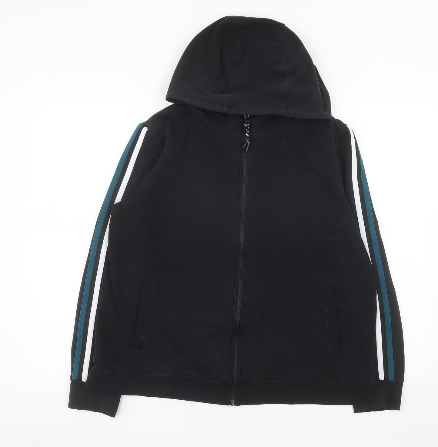 Matalan Men’s Black Hooded Full Zip Basic Jacket Size L Cotton Blend