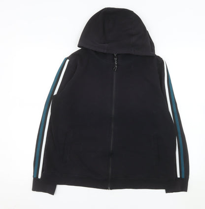 Matalan Men’s Black Hooded Full Zip Basic Jacket Size L Cotton Blend