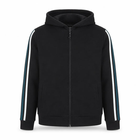 Matalan Men’s Black Hooded Full Zip Basic Jacket Size L Cotton Blend