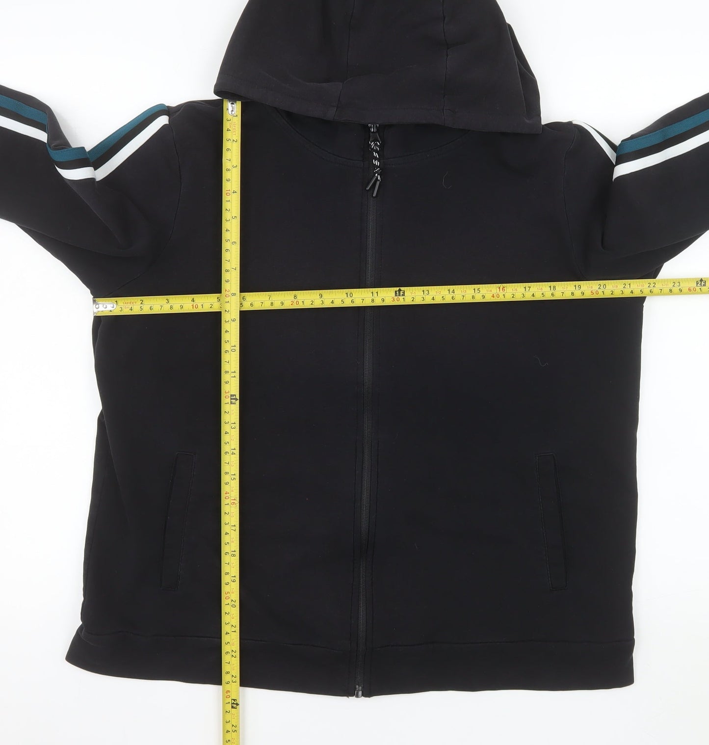 Matalan Men’s Black Hooded Full Zip Basic Jacket Size L Cotton Blend