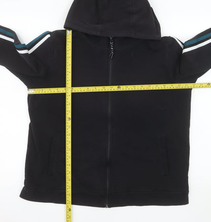 Matalan Men’s Black Hooded Full Zip Basic Jacket Size L Cotton Blend